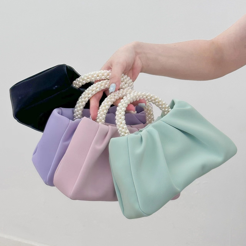 2024 Polso Cloud Design unico e stile elegante, borsa piccola piegata bianco perla chiaro, borsa a tracolla da donna_voghion.com