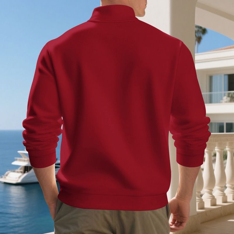 Felpa da uomo con fodera in pile e cerniera a un quarto – Abbigliamento casual invernale caldo ed elegante (S-XXXL, colori a tinta unita)_voghion.com