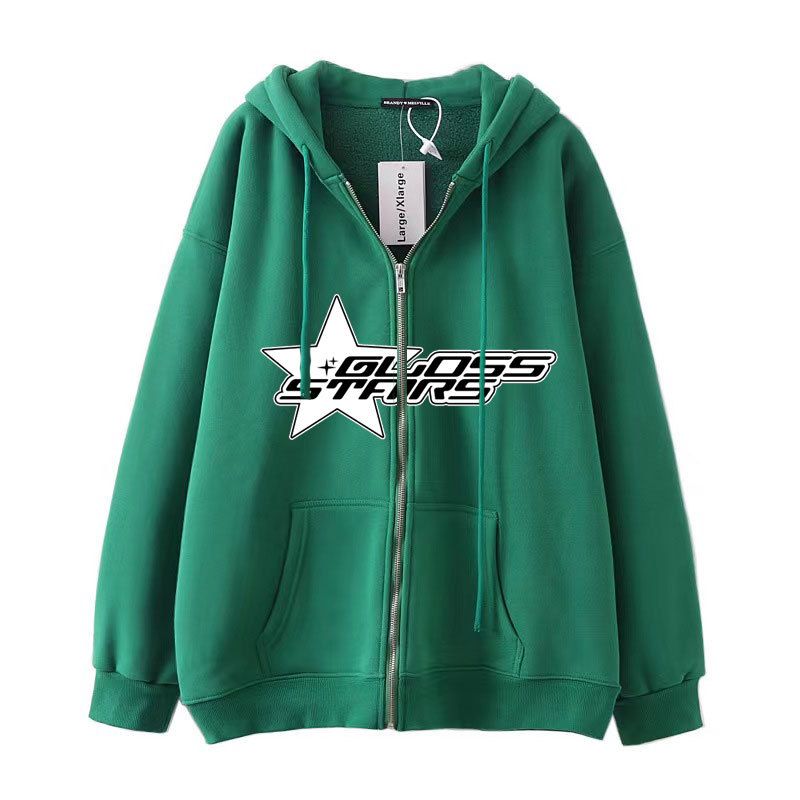 Abbigliamento maschile abbigliamento maschile stile dark hip hop goth Harajuku Y2K felpa con cappuccio e cerniera a stella a cinque punte_voghion.com