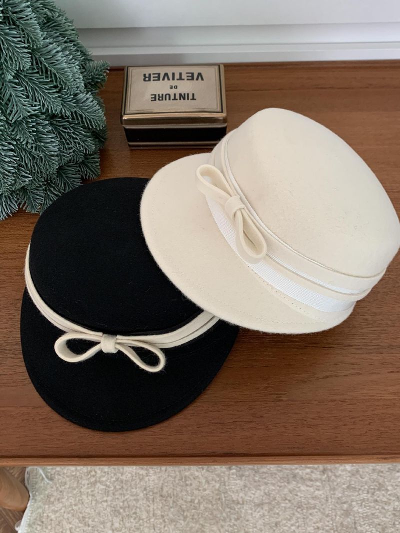 Wollmütze für Damen, schwarze Baskenmütze_voghion.com