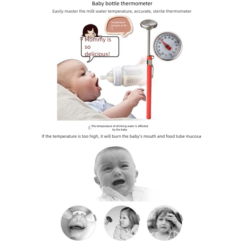 Professionele keukenthermometer met directe aflezing, -10°C~110°C, vaatwasserbestendig, onbreekbare lens, geen batterijen nodig_voghion.com