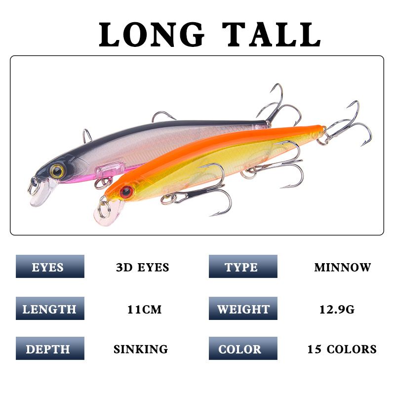Esca Minnow Bait 12,9 g/11 cm Esca di plastica a lunga lancio Esca artificiale Attrezzatura da pesca Prodotti_voghion.com