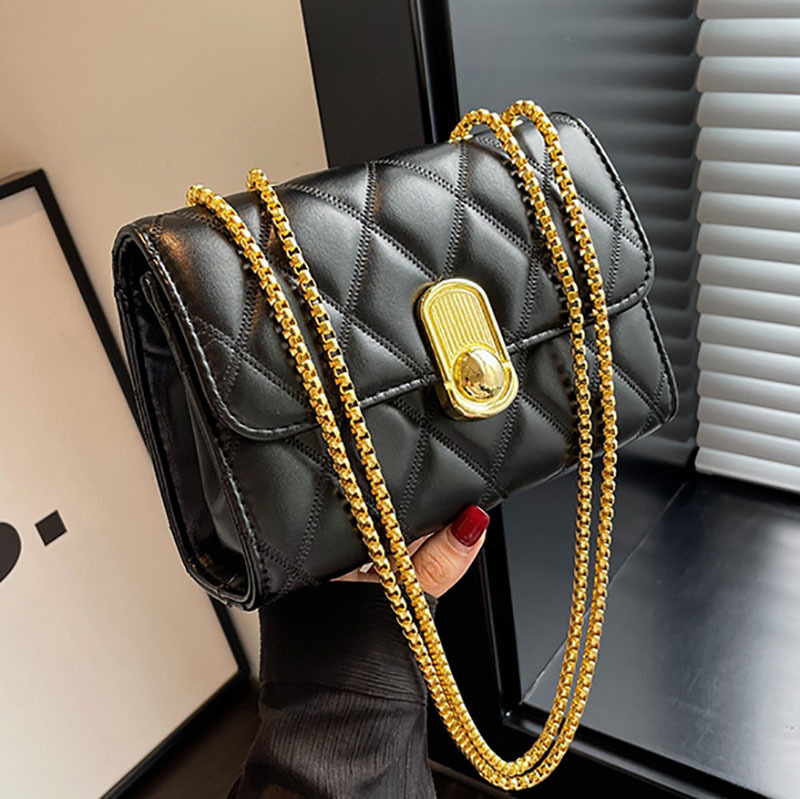 Fashion Chain Shoulder for Women's 2024 New Lingge High Quality Crossbody Versatile Casual Small Square Bag_voghion.com