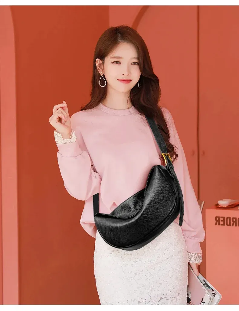 Borsa a mano da donna in vera pelle al 100%, tracolla larga, borsa a tracolla da donna di alta qualità, 240828_voghion.com