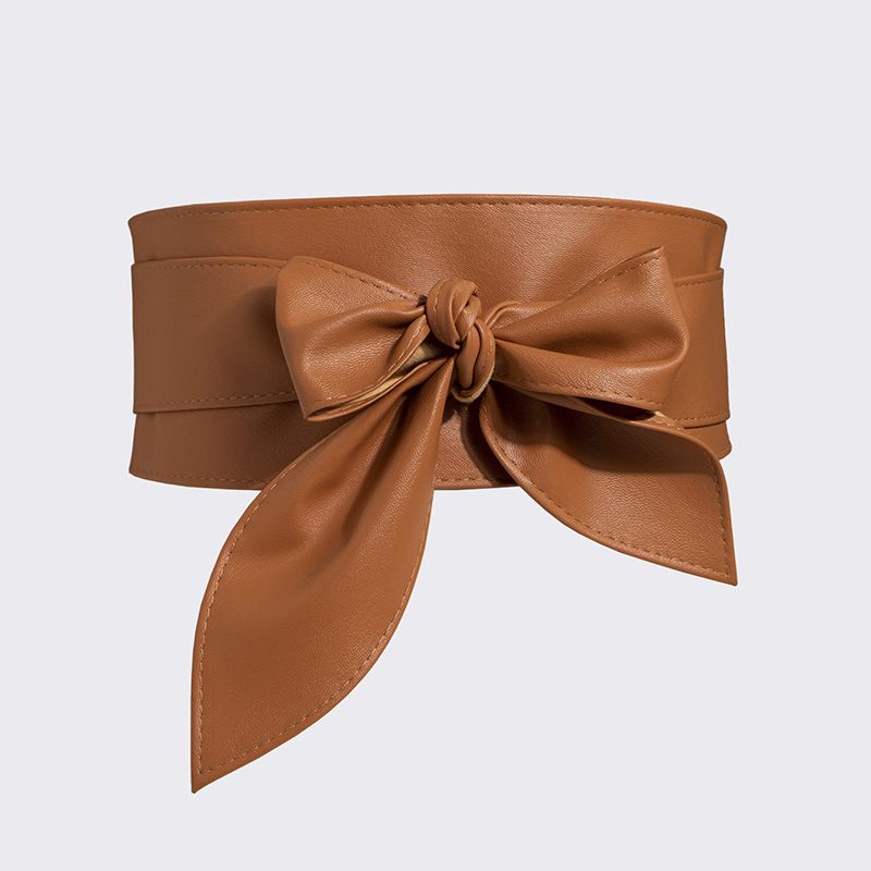 Women's All Match Decorative Wide Soft Leather Ribbons, Women's Waist Belts, Knotted Belts_voghion.com