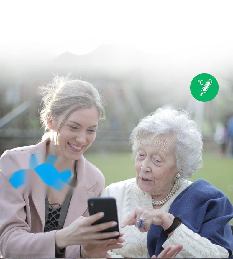 Yaşlı Acil Çağrı Bilekliği SOS Kayıp Önleyici Bulucu, Yaşlılara Özel Akıllı Telefon, Saat Alarmı_voghion.com