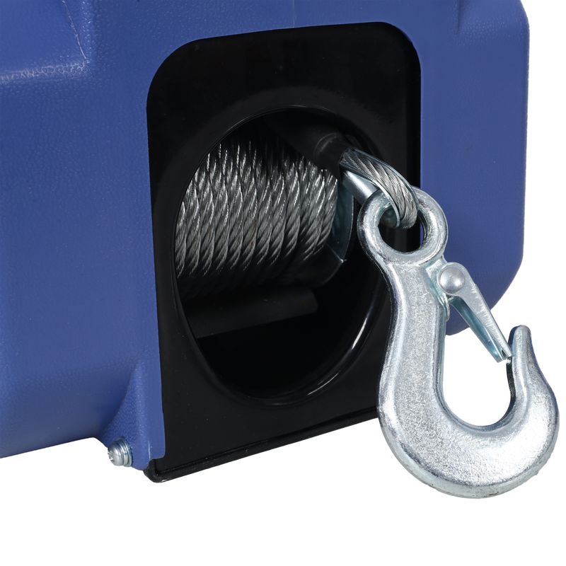 12v 3500lbs Trailer Winch,Reversible Electric Winch, For Boats Up To 5000 Lbs.Galvanized Wire Rope,with Extra Pulley Hook,power In And Power Out,with Manual Function.blue Plastic Casing_voghion.com