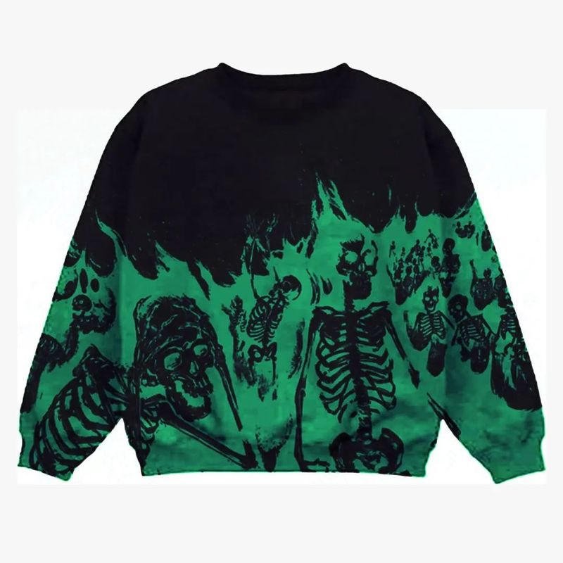 Y2K Millennium girocollo maglione scheletro coppia stile 2022 autunno/inverno nuovo cappotto a maniche lunghe con teschio_voghion.com