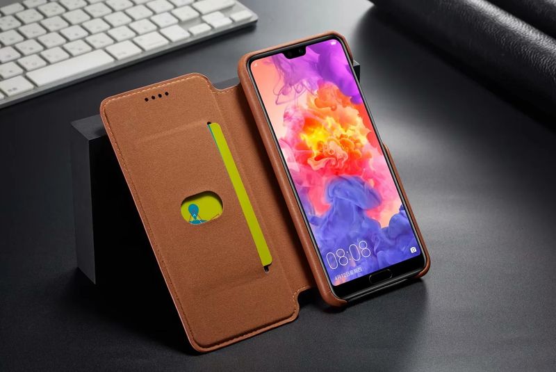 Huawei P20 P30 P40 Pro Lite İnce İnce Kart Yuvalı Lüks Deri Kapaklı Kılıf_voghion.com