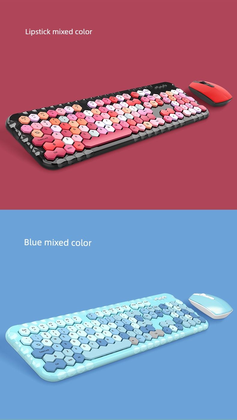Mofii Ferris Hand Wireless Honeycomb Tastatur Maus Anzug Punk Asymmetrische Taste Desktop Notebook_voghion.com