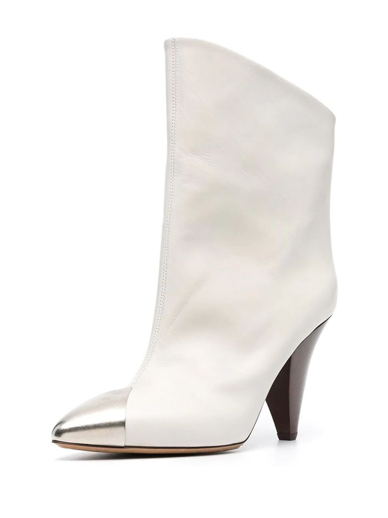 2025 Spring And Autumn New Cowhide Pointed Fashion Short Boots Large Size Women's High Heel Iron Toe Shoes_voghion.com