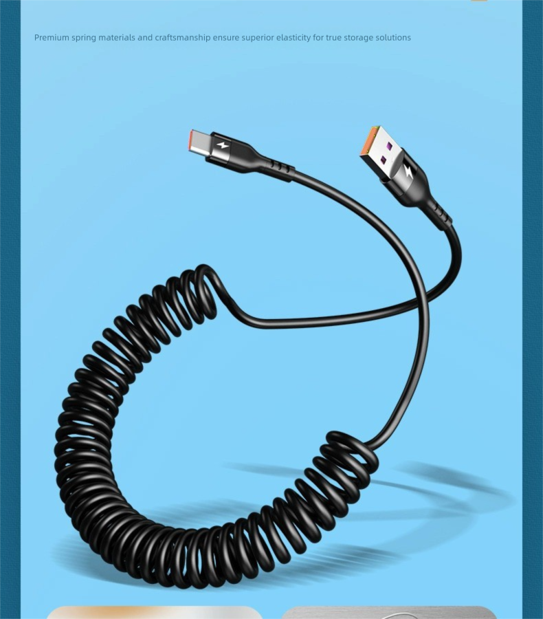 Spring 120W Super Fast Charging Data Type-C Compatible With IPhone Huawei Honor 6A Flash Charger Cable_voghion.com