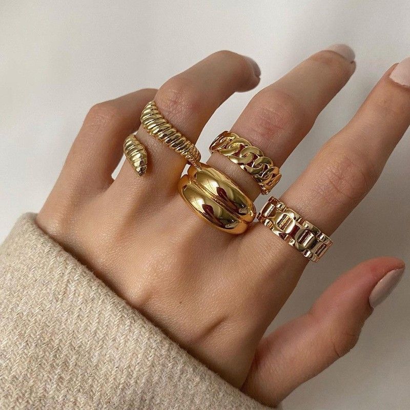 New Simple And Stylish For Women Fashion Snake-Shaped Knuckle Rings Set Of Four_voghion.com