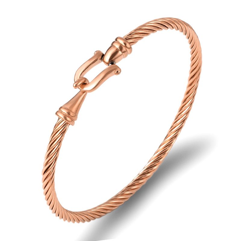 Unisex hot selling U head hook titanium steel wire rope bracelet horseshoe buckle U head titanium steel bracelet multicolor_voghion.com
