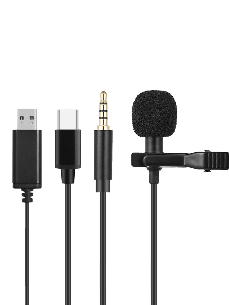 3.5mm Type C Collar Clip Microphone Mini-Portable Small Microphone Live Broadcast Eat Broadcast Mobile Phone Computer Recording_voghion.com