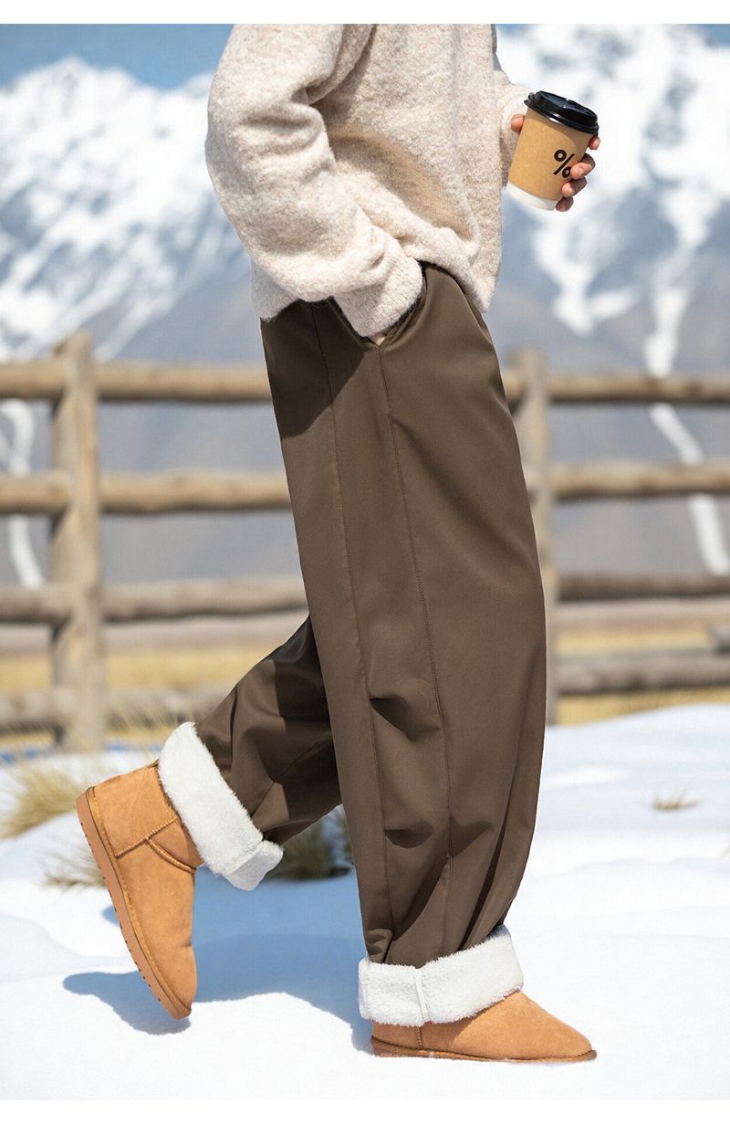 Fleecegevoerde cargobroek voor heren – Winterbroek van katoenmix met relaxte pasvorm, trekkoord in de taille en microstretch (M-3XL, zwart/bruin/kaki/grijs)_voghion.com