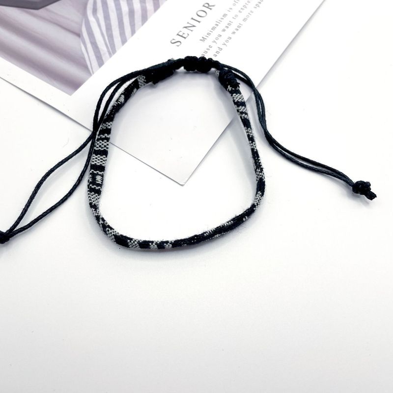 Trendy Nepalese Style Cotton Leinen Woven Fabric Rainbow Armband Fußkettchen Vielseitig bunt verstellbare Fußkette_voghion.com