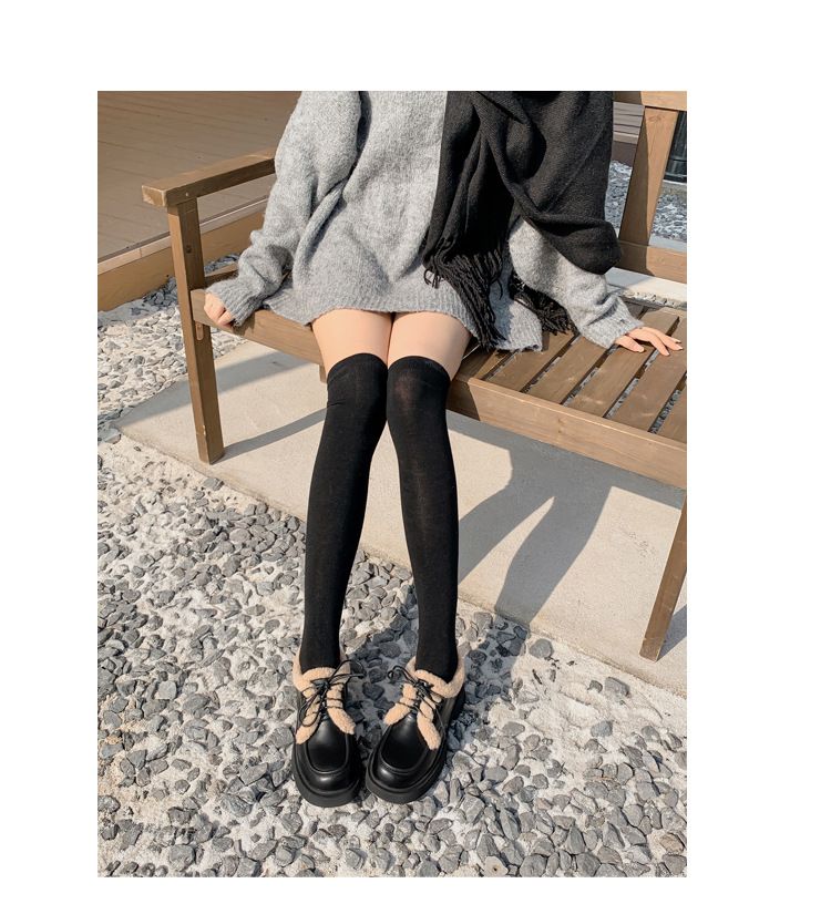 Platform Loafers Women's Retro British Style Single Shoes Women's Lace-up Plush And Furry Small Leather Shoes_voghion.com