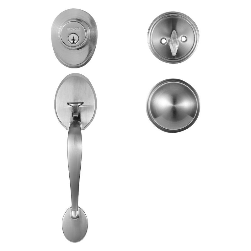 Nickel Set Adjustable Hole With And Spacing Front Single Front Door Cylinder Lock Knob Interior Deadbolt Set Handle Door Satin_voghion.com