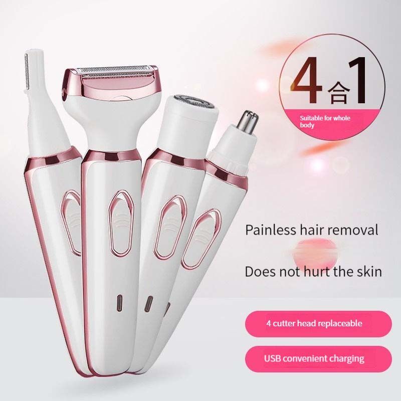 Rechargeable 4 In 1 Women Hair Removal Shaver Device Epilator Female Shaving hine Eyebrow Nose Electric Trimmer Razor_voghion.com