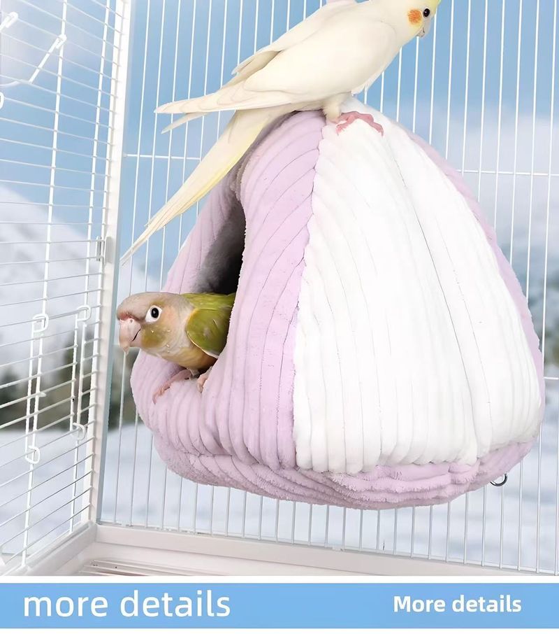 Großes, warmes Vogelnesthaus – Gemütliches Vogelbett für Käfig mit Matte, Hängematte, Unterschlupf für Aras und Graupapageien_voghion.com