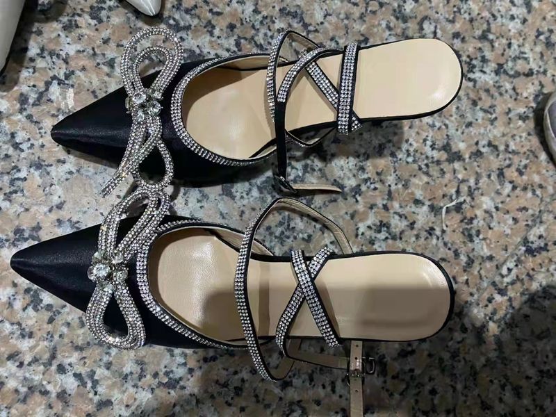 Sandales à talons fins avec nœud pointu enveloppé de diamant d'eau pour femmes, nouvelle collection été 2022_voghion.com