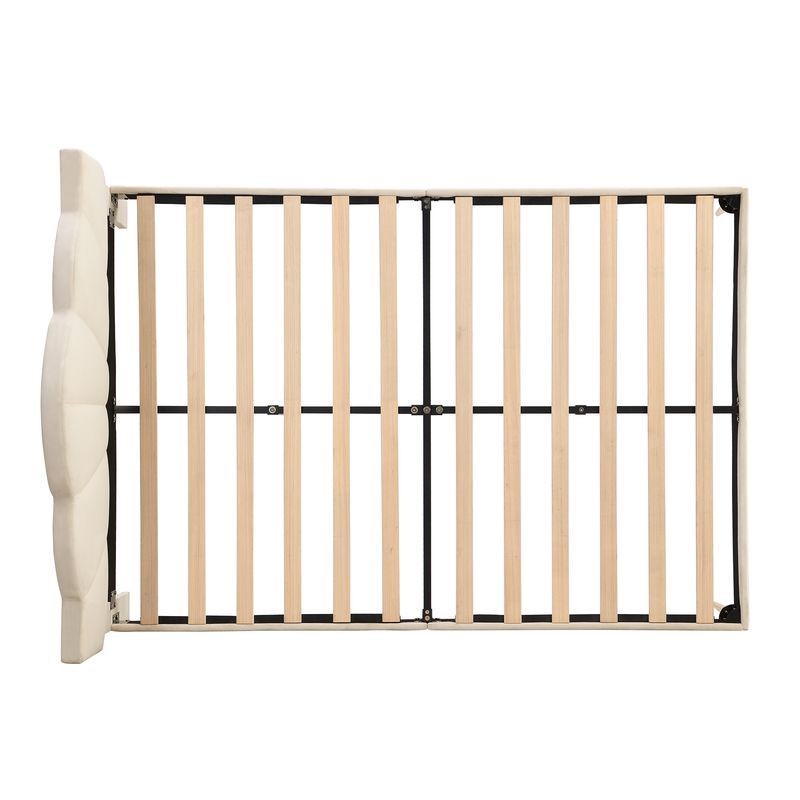 Polsterbett 140x190cm, Doppelbett Mit Kopfteil, Goldenen Füßen Und Lattenrost, Beige_voghion.com