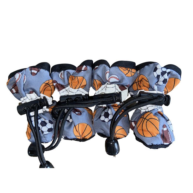 New Dog Autumn Winter Printed Fleece Lined Warm Reflective Non-Slip Shoe Covers Puppy Socks Pet Shoes_voghion.com