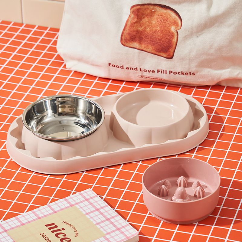 Ciotola per animali domestici in acciaio inossidabile doppia anti-perdita, anti-soffocamento, anti-rovesciamento, per gatti e cani_voghion.com