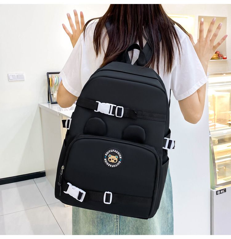GUIYU Schulrucksack-Set für Kinder – 4-teiliger, leichter Canvas-Bücherrucksack mit atmungsaktiven Trägern, trendigem Buchstabendruck, geräumig für Grundschüler_voghion.com