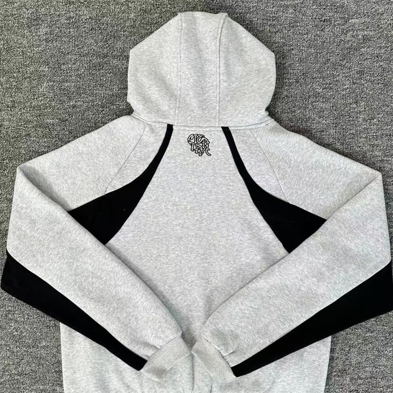 Mertra Patchwork Stickerei Fleece High Street Lose Unisex Fledermausärmel Hoodie Sweatshirt Lässiges Langes Hosenset_voghion.com