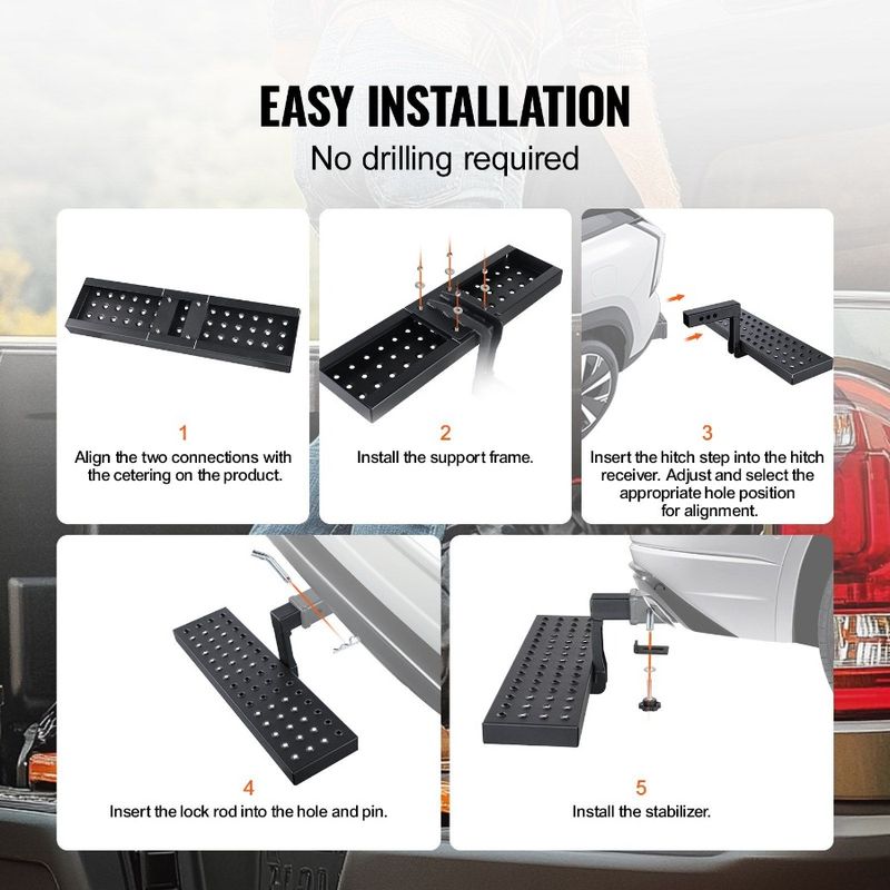 Steel Guard Universal For Receiver Rear Trailer Bumper Tow 2 Hitch Step_voghion.com