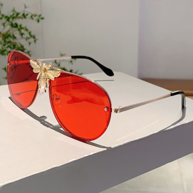 New Wind Bee Frog Fashion Metal Large Frame Internet Celebrity Same Style Sunglasses_voghion.com