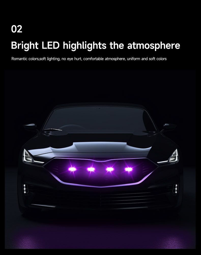 Car grille small yellow light APP Bluetooth control RGB grille front bumper daytime running light off road vehicle fog light modification_voghion.com