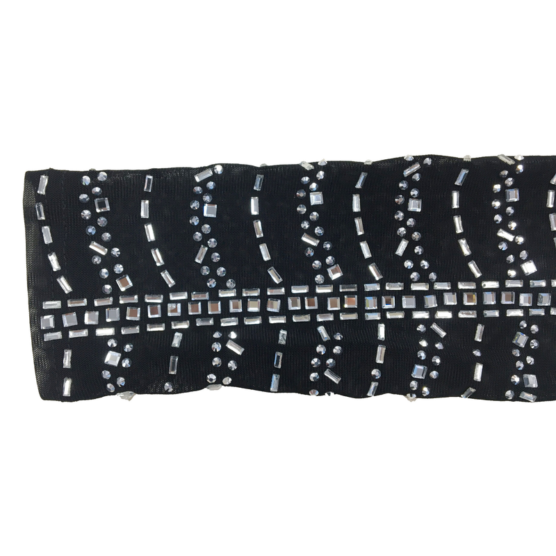 Abito da donna con gonna corta trasparente a maniche lunghe in maglia di diamanti caldi tinta unita_voghion.com