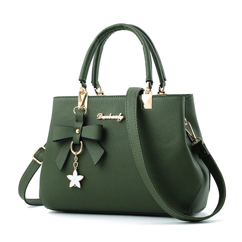 Yogodlns Elegant Women Messenger Bags With Flower Pendant Office Ladies Totes Pure Handbag For Female Crossbody Shoulder Bags_voghion.com