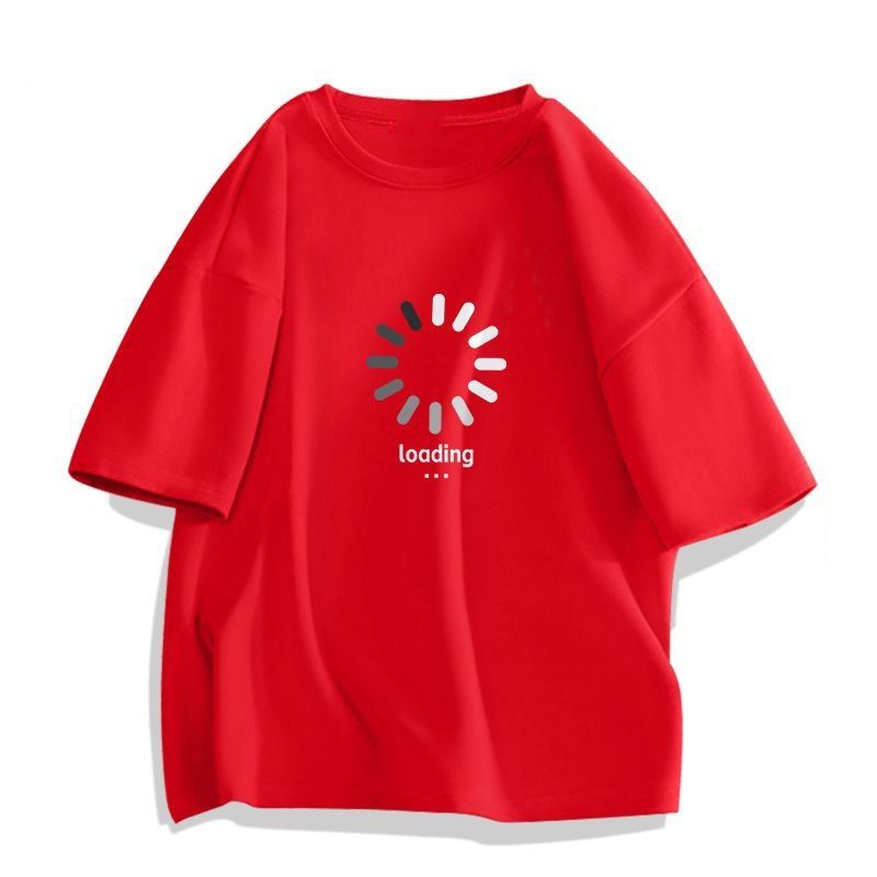 Loading funny text on pure cotton short sleeved 2024 new personalized summer t-shirt trendy high-end Korean version_voghion.com