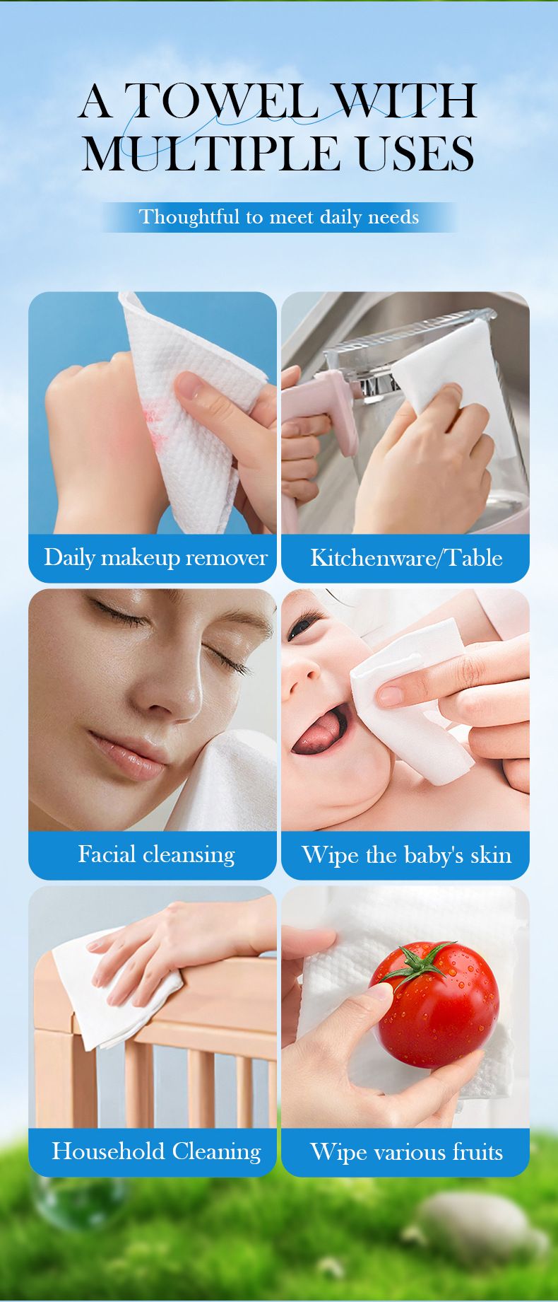 Full English Soft Facial 30 Sheets SADOER Face Cleansing Makeup Removal Towels_voghion.com