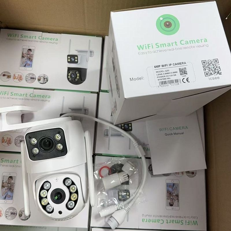 ICSEE-ase kiikari langaton WiFi teräväpiirto 6MP kaksinäyttöinen pallokone sisällä ja ulkona vedenpitävä 360 astetta_voghion.com