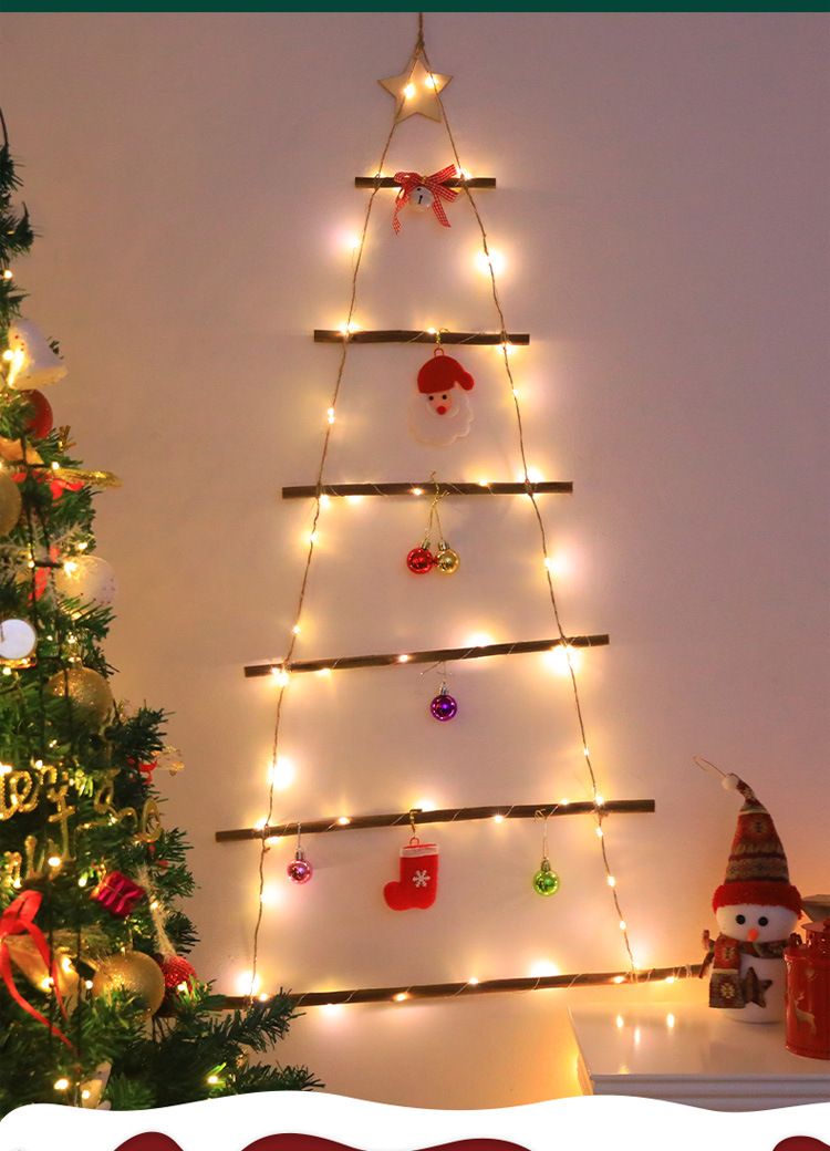 Luces decorativas navideñas LED 60/70 con control remoto: diseños de árbol, escalera, piña, Papá Noel y lazo._voghion.com
