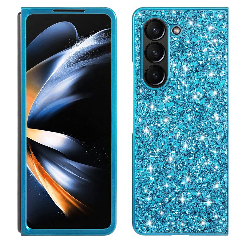 Bling Glitter Paljetter Plätering Telefonskal för Samsung Galaxy Z Fold 5 4 3 Fold5 Fold4 Fold3 5G Stötsäkert Hårt Bakstycke_voghion.com