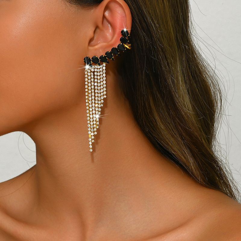 Unisex Earrings Personalized Tassel Earrings Fashionable Temperament Super Flash Diamond Claw Chain Earrings_voghion.com