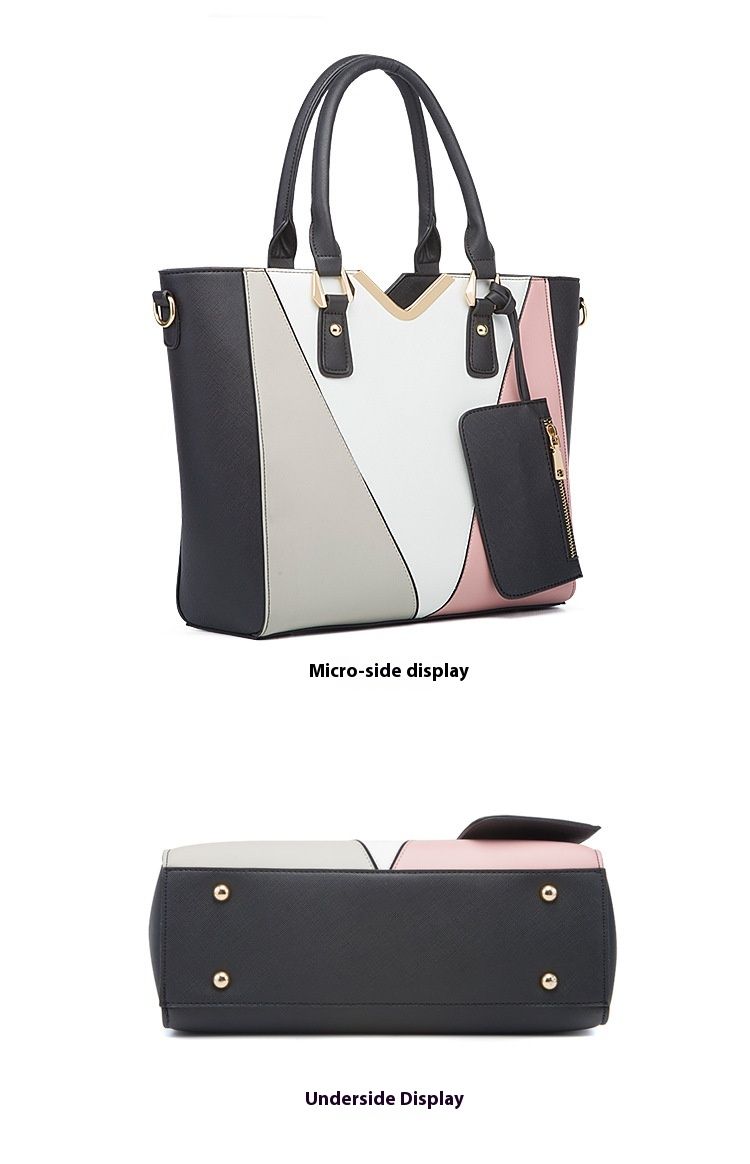 2024 new fashionable single shoulder diagonal women's hand-held cross pattern mother and child bag, color blocked four_voghion.com
