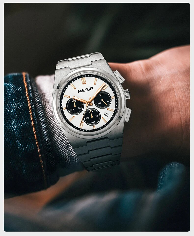 Herren Business Uhr Analog Quarz Armbanduhr Leuchtend 5ATM Wasserdicht Stahl Großes Zifferblatt_voghion.com