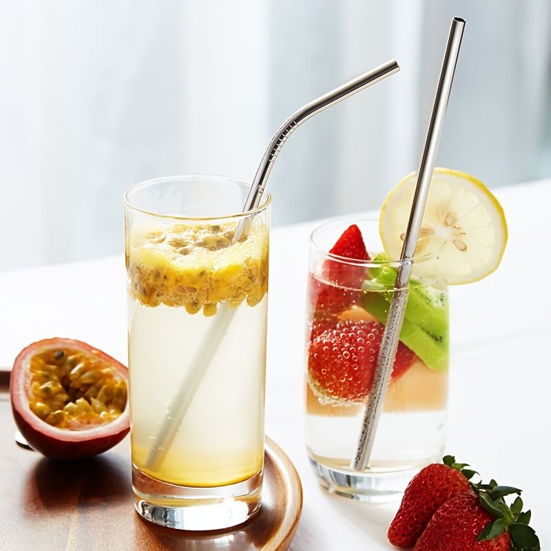 Factory Direct Supply 304 Stainless Steel Straw Set Creative Color Metal Beverage Bar Milk Tea Straw Set_voghion.com