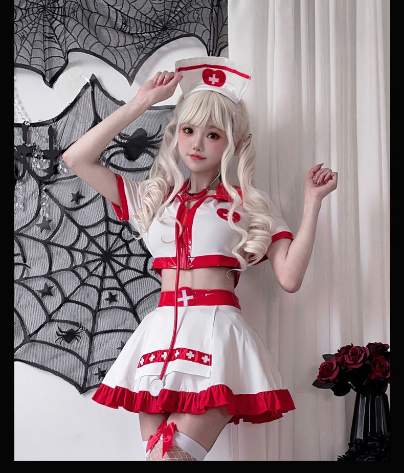 Déguisement d'infirmière sexy pour adultes - Tenue de jeu de rôle d'Halloween avec bandeau, robe et accessoires - Grande taille disponible_voghion.com