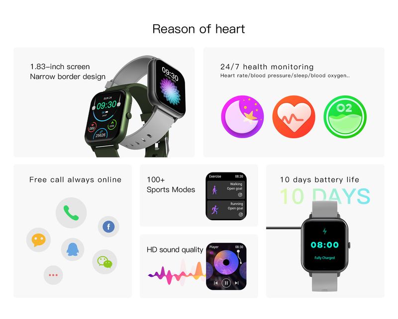SENBONO ZL54CJ Square Kvinne BT Ring Hjertefrekvens Sportsmodus Fitness Tracker Vanntett smartklokke Mann IOS Android_voghion.com