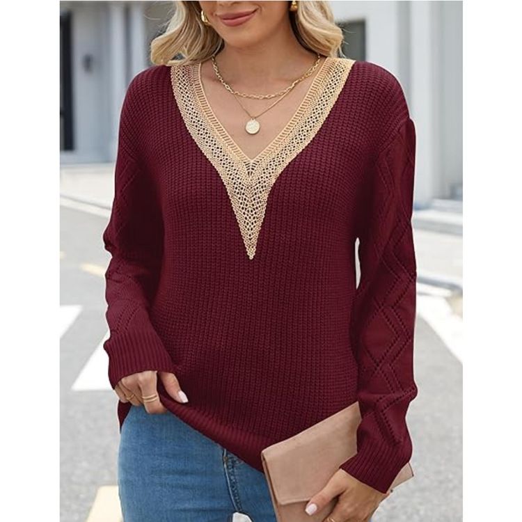 Maglioni con scollo a V maglioni larghi e casual da donna_voghion.com