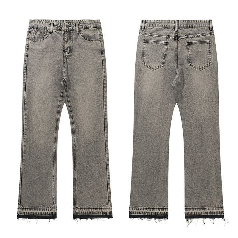 Roupas masculinas American Smoky Gray Tassel 507 Retro Cement Gray Calças Jeans Cleanfit_voghion.com