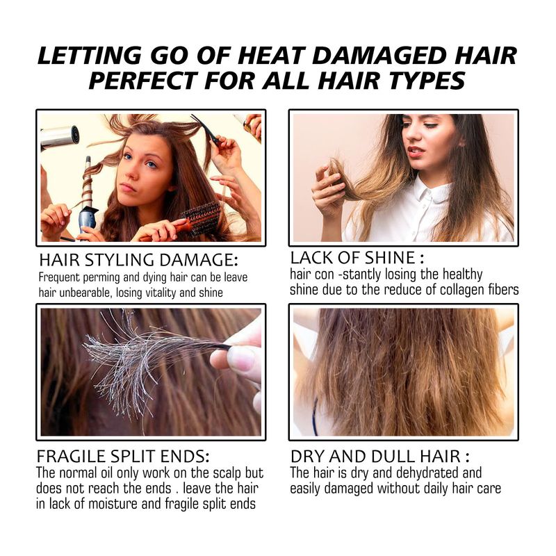 Mască de păr cu keratină, repararea părului deteriorat, cremă de netezire, tratament mătăsos anti-încrețire, mască de păr hrănitoare magică_voghion.com